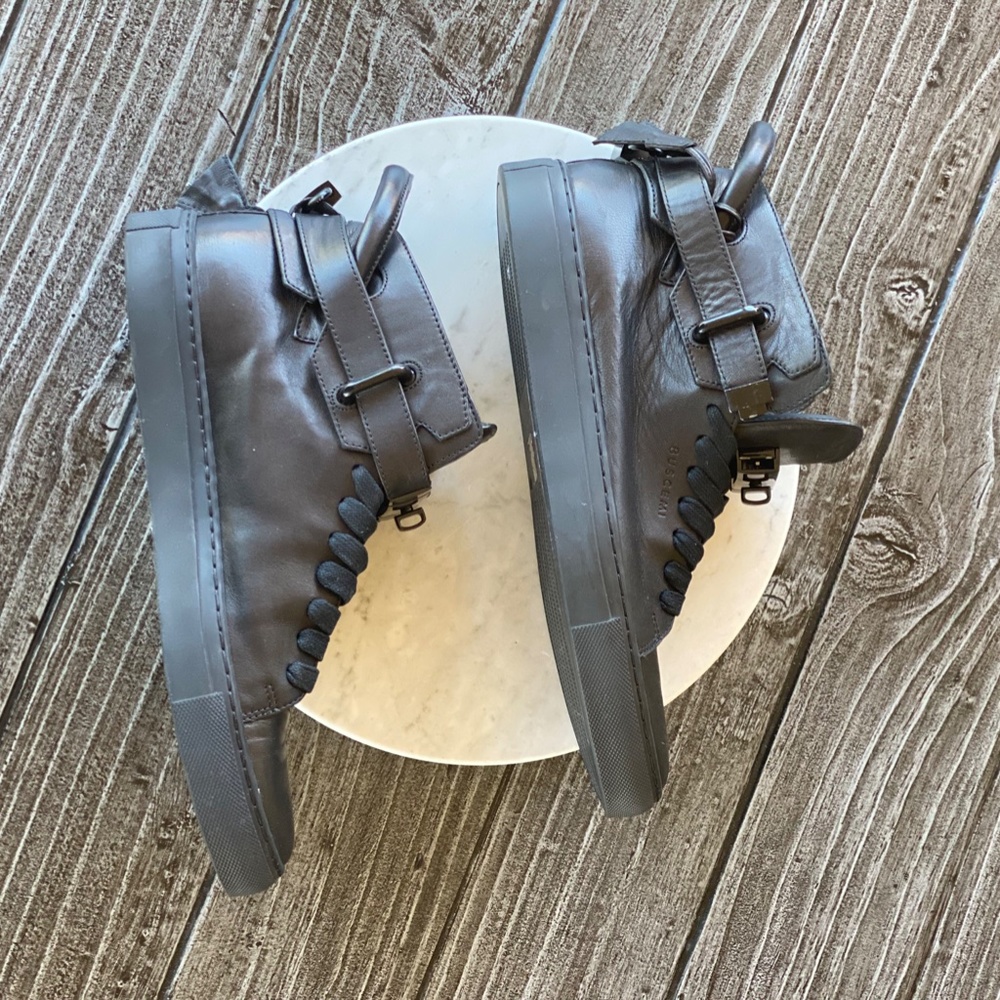 Men's BUSCEMI Matt BLK Leather High Top Sneakers - Picture 5 of 8